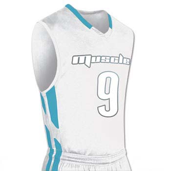 white basketball jersey with light blue
