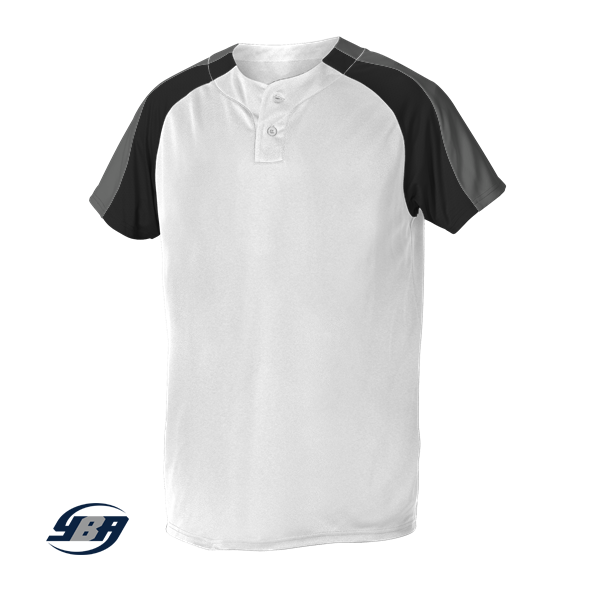 Button Henley Baseball Jersey White with Black