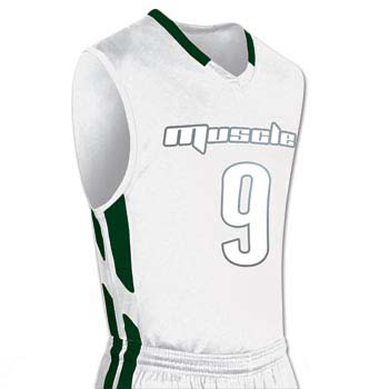 white basketball jersey with forest green