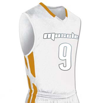 white basketball jersey with gold