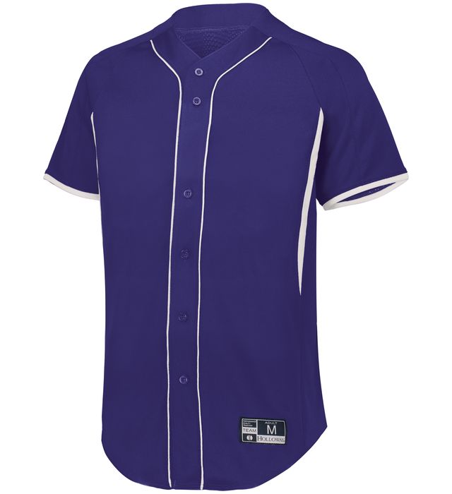 White and Purple Full Button Blank Custom Baseball Jerseys